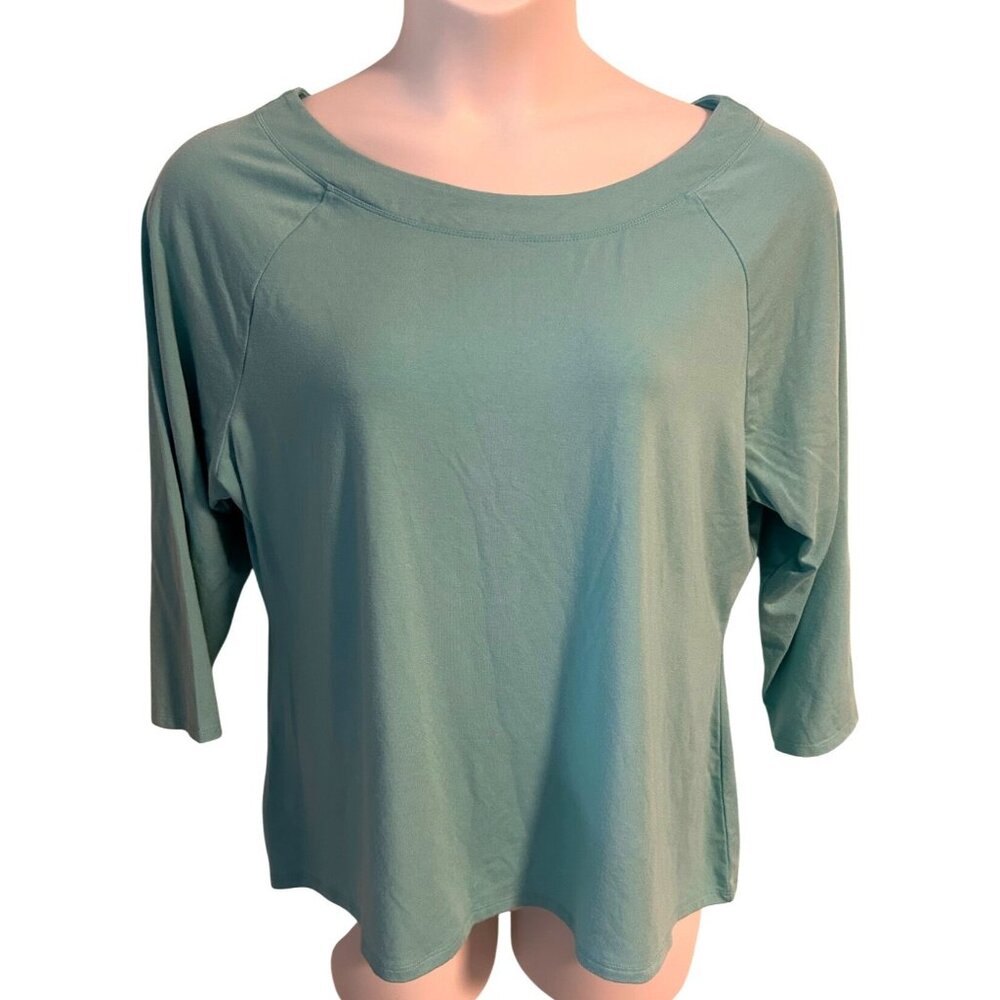 Freelance Womens 3/4 Sleeve Top Aqua Blue Size 1X Modal Spandex Stretch Comfy